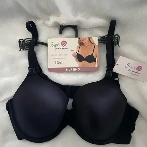 Nwt Secret Treasures Maternity Nursing Bra padded Black adjustable strap 34D,36C - Picture 7 of 7